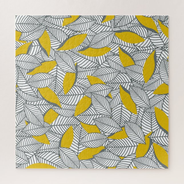 Puzzle Patrón de hoja gris y amarillo. (Vertical)