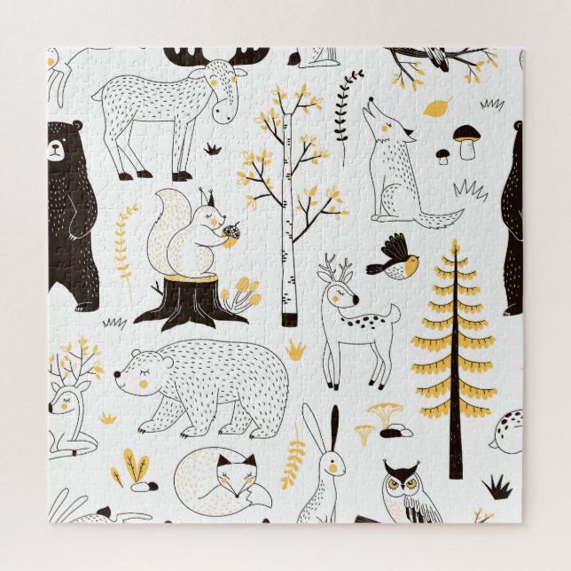 Puzzle Patrón de hojas de árboles forestales otoñales (Vertical)