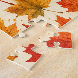 Puzzle Patrón de hojas de arce de otoño | Hoja roja naran
