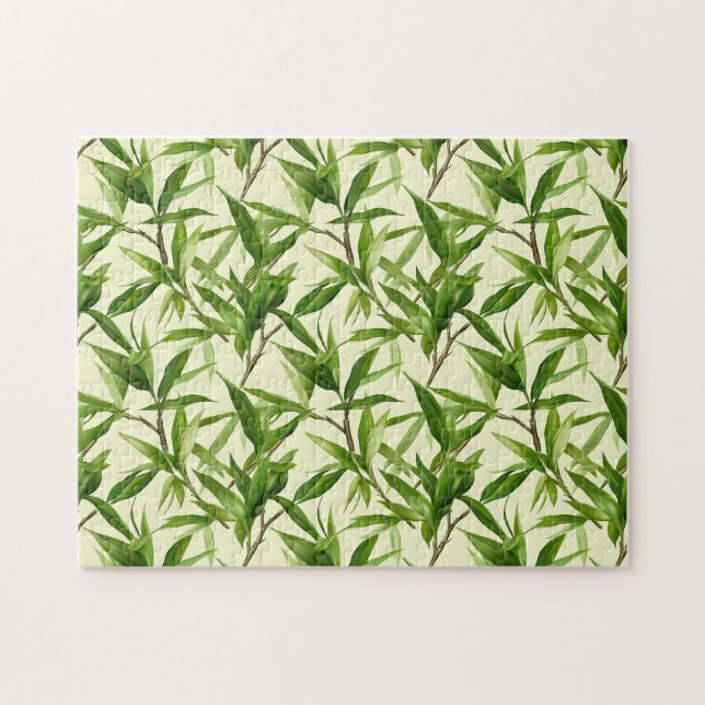 Puzzle Patrón de hojas de bambú verde (Horizontal)