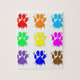 Puzzle Patrón de Huella de Perro con Mancha de Tinta