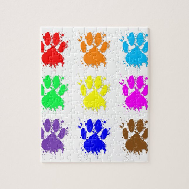 Puzzle Patrón de Huella de Perro con Mancha de Tinta (Vertical)