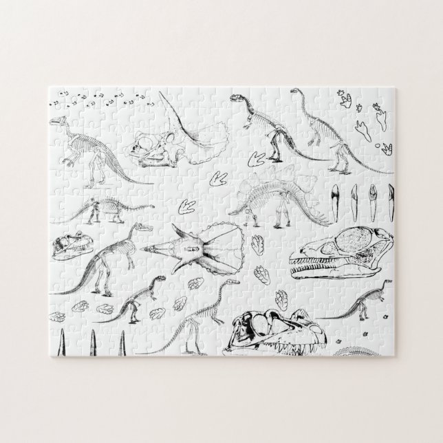 Puzzle Patrón de huesos fósiles de dinosaurios (Horizontal)