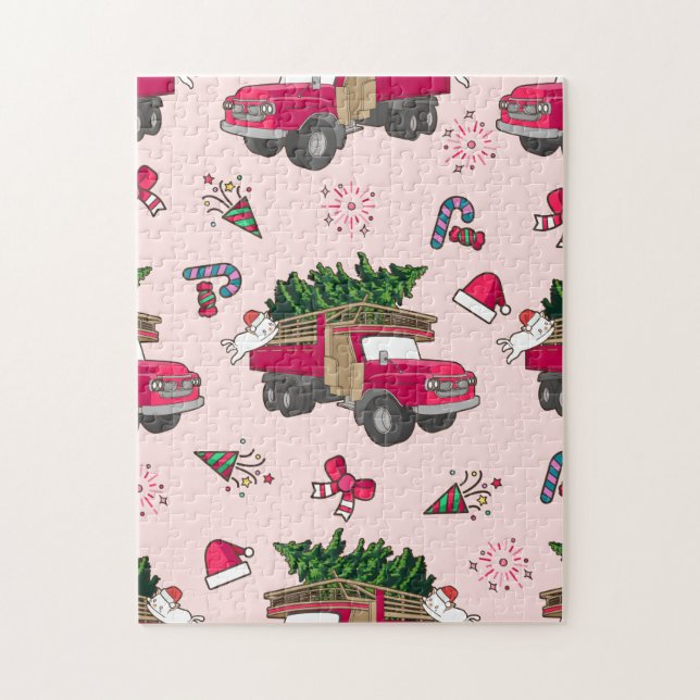 Puzzle Patrón de icono de Feliz Navidad - Estética de vac (Vertical)