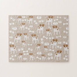 Puzzle Patrón de impresiones de la pintura con cachorro d