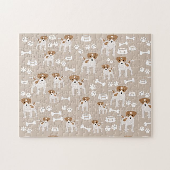 Puzzle Patrón de impresiones de la pintura con cachorro d (Horizontal)
