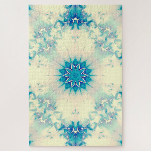 Puzzle Patrón de invierno de copo de nieve azul congelado