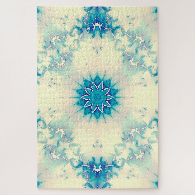 Puzzle Patrón de invierno de copo de nieve azul congelado (Vertical)