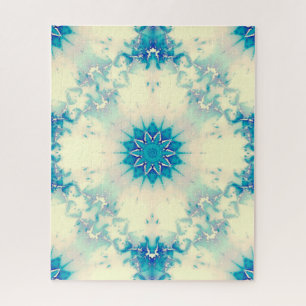 Puzzle Patrón de invierno de copo de nieve azul congelado