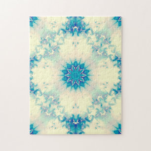 Puzzle Patrón de invierno de copo de nieve azul congelado