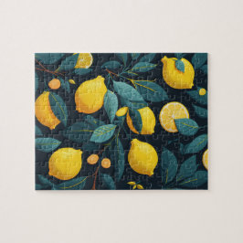 Puzzle Patrón de jardín de limón. Cocitos tropicales amar