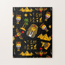 Puzzle Patrón de jeroglíficos del antiguo Egipto en fondo