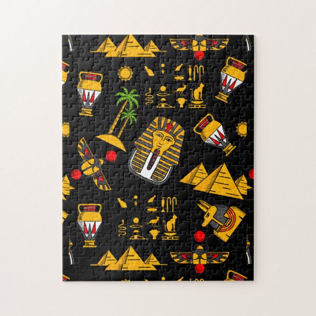 Puzzle Patrón de jeroglíficos del antiguo Egipto en fondo (Vertical)