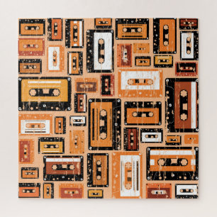 Puzzle Patrón de la cinta de cassette retro sin problemas
