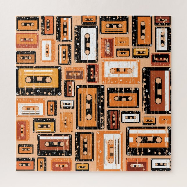 Puzzle Patrón de la cinta de cassette retro sin problemas (Vertical)