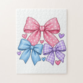 Puzzle Patrón de lazo de cinta lindo – Lazo rosa, azul y 