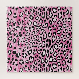Puzzle Patrón de Leopardo Blanco Rosa.