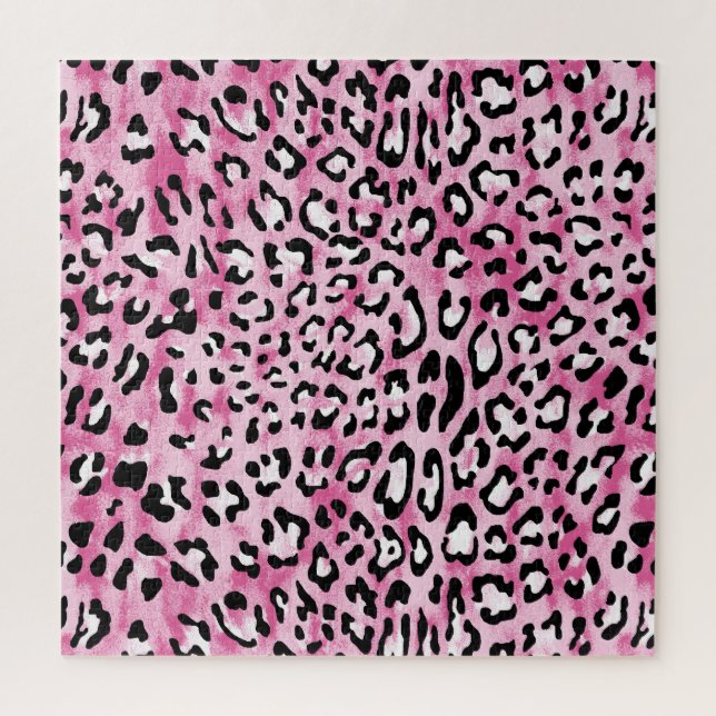 Puzzle Patrón de Leopardo Blanco Rosa. (Vertical)