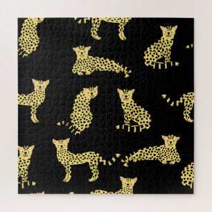 Puzzle Patrón de leopardo: chita de fondo negro