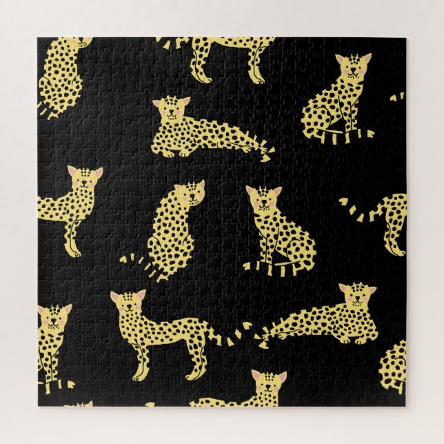 Puzzle Patrón de leopardo: chita de fondo negro (Vertical)