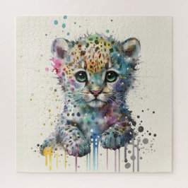 Puzzle Patrón de leopardo de acuarela marfil minimalista