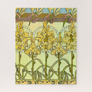 Puzzle Patrón de lirio Art Nouveau de Alphonse Mucha anti