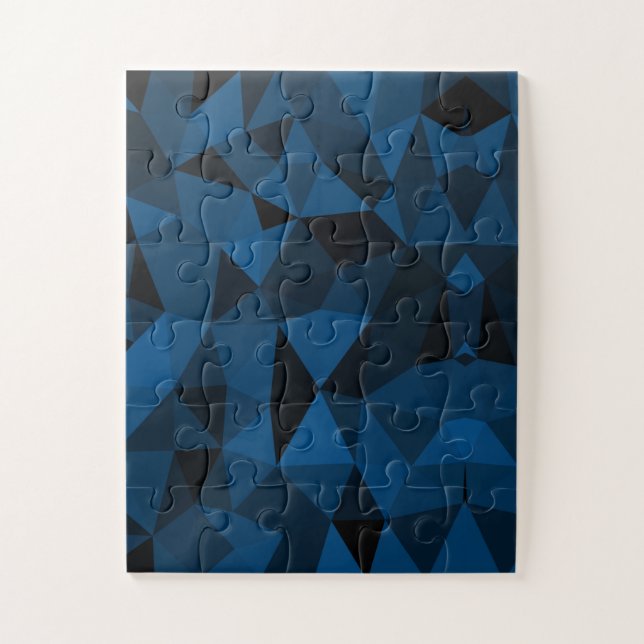 Puzzle Patrón de malla geométrica azul oscuro y negro (Vertical)