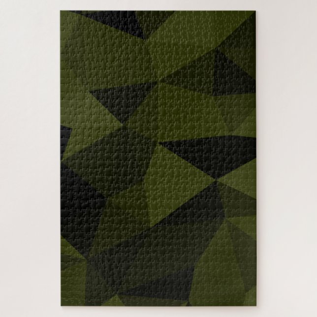 Puzzle Patrón de malla geométrica verde negro del ejércit (Vertical)