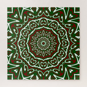 Puzzle Patrón de Mandala de Navidad Groovy Maximalista Or