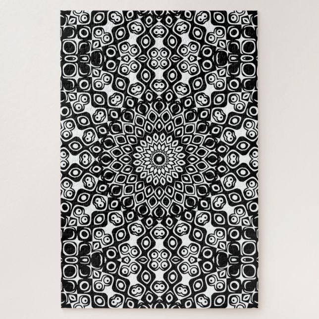 Puzzle Patrón de Mandala en Blanco y Negro (Vertical)