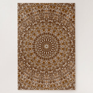 Puzzle Patrón de Mandala Marrón Chocolate y Blanco