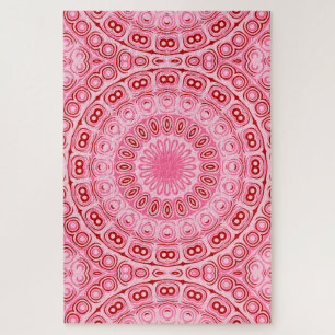 Puzzle Patrón de Mandala Rojo y Rosa