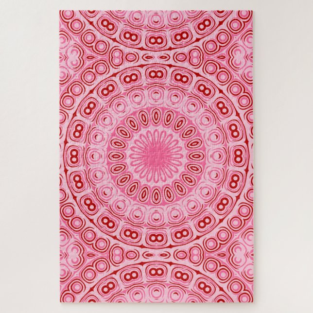 Puzzle Patrón de Mandala Rojo y Rosa (Vertical)