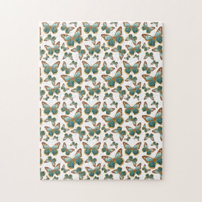 Puzzle Patrón de mariposa de gradiente azul (Vertical)