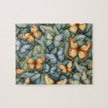 Patrón de mariposas Tonos amarillos verdes azules