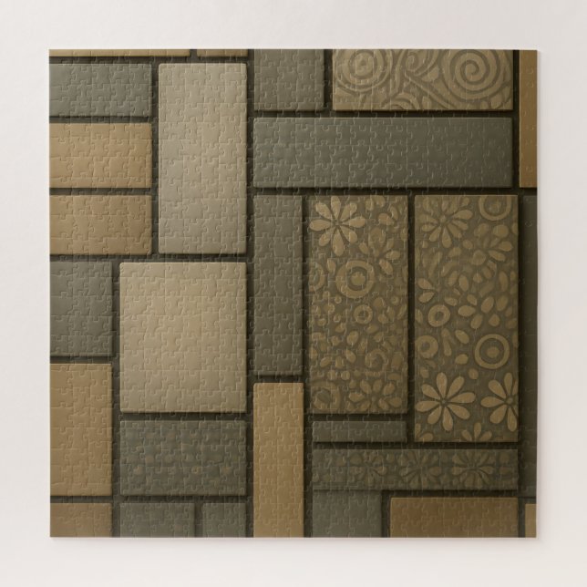 Puzzle Patrón de mosaico de baldosas neutras beige (Vertical)