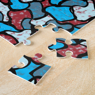 Puzzle Patrón de mosaico de baldosas rojas, blancas y azu