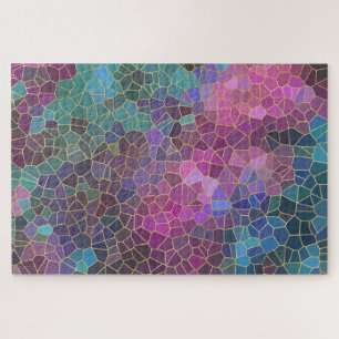 Puzzle Patrón de mosaico de rosa púrpura azul turquesa ve