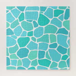 Puzzle Patrón de mosaico de vidrio de mar turquesa aqua