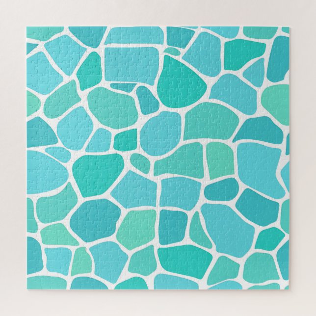 Puzzle Patrón de mosaico de vidrio de mar turquesa aqua (Vertical)