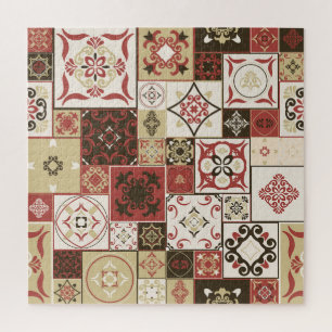Puzzle Patrón de mosaico marroquí de Marsala de moda