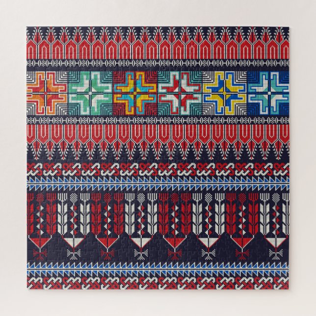 Puzzle Patrón de Motif del Bordado Palestino. (Vertical)