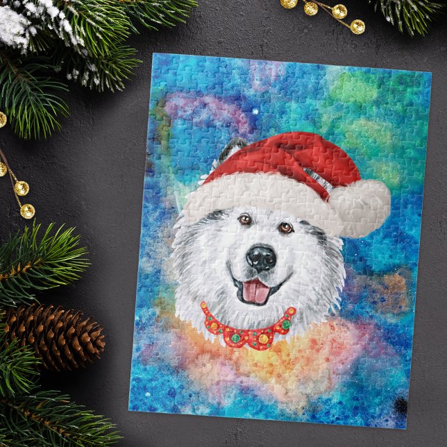 Puzzle Patrón de Navidad del perro de raza Malamute de Al (Subido por el creador)