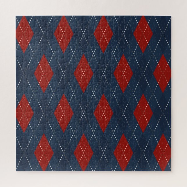 Puzzle Patrón de Navidades Royal Blue Argyle (Vertical)
