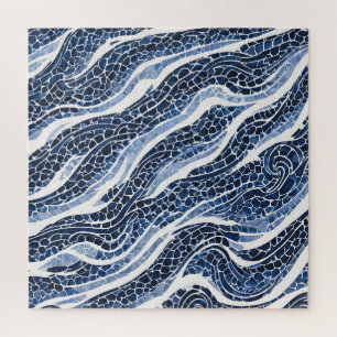 Puzzle Patrón de ola azul blanco 15