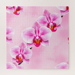 Puzzle Patrón de orquídea rosa floral tropical suave past