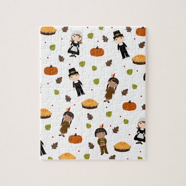 Puzzle Patrón de peregrinos e indios - Día de Acción de G (Vertical)