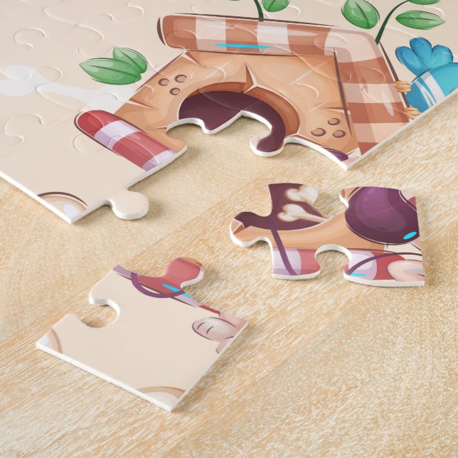 Puzzle Patrón de perro adorable  (Lado)