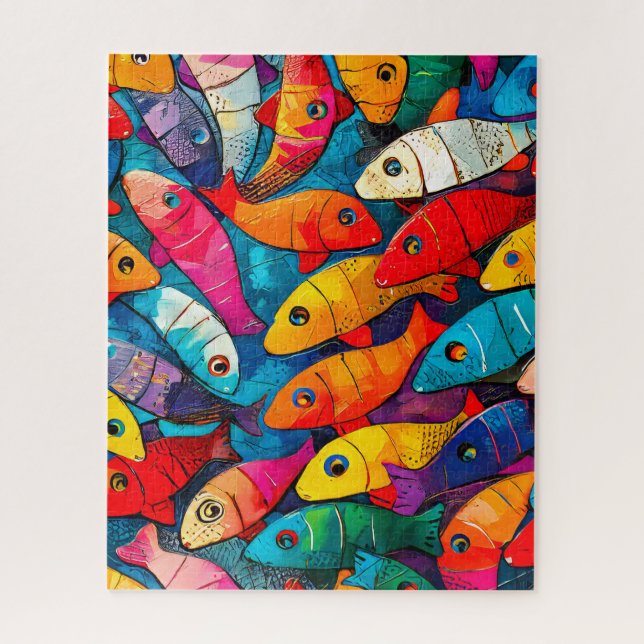 Puzzle Patrón de pez multicolor (Vertical)