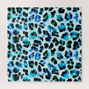 Puzzle Patrón de piel de leopardo de color de agua abstra